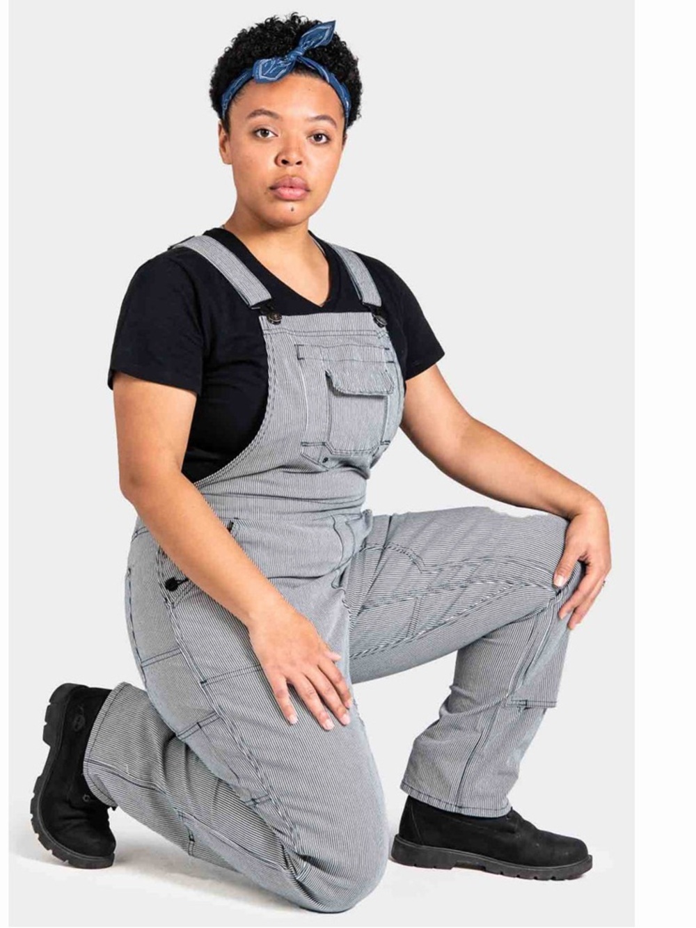 Dovetail Women’s Size 6 Workwear Freshley indigo hickory stripe Overalls